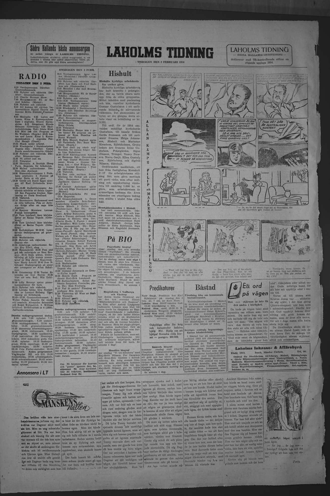 Laholms Tidning Tisdag 2 februari 1954, sida 6