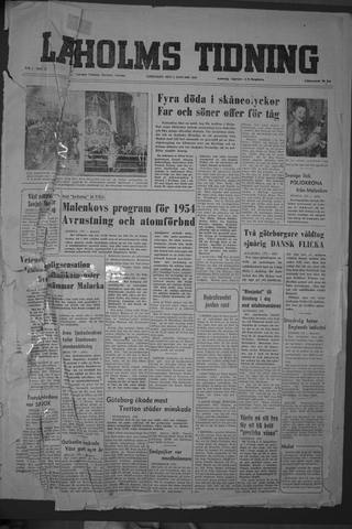 Förstasidan, Lördag 2 januari 1954