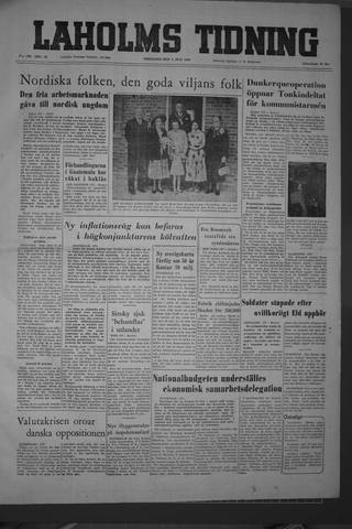 Förstasidan, Fredag 2 juli 1954