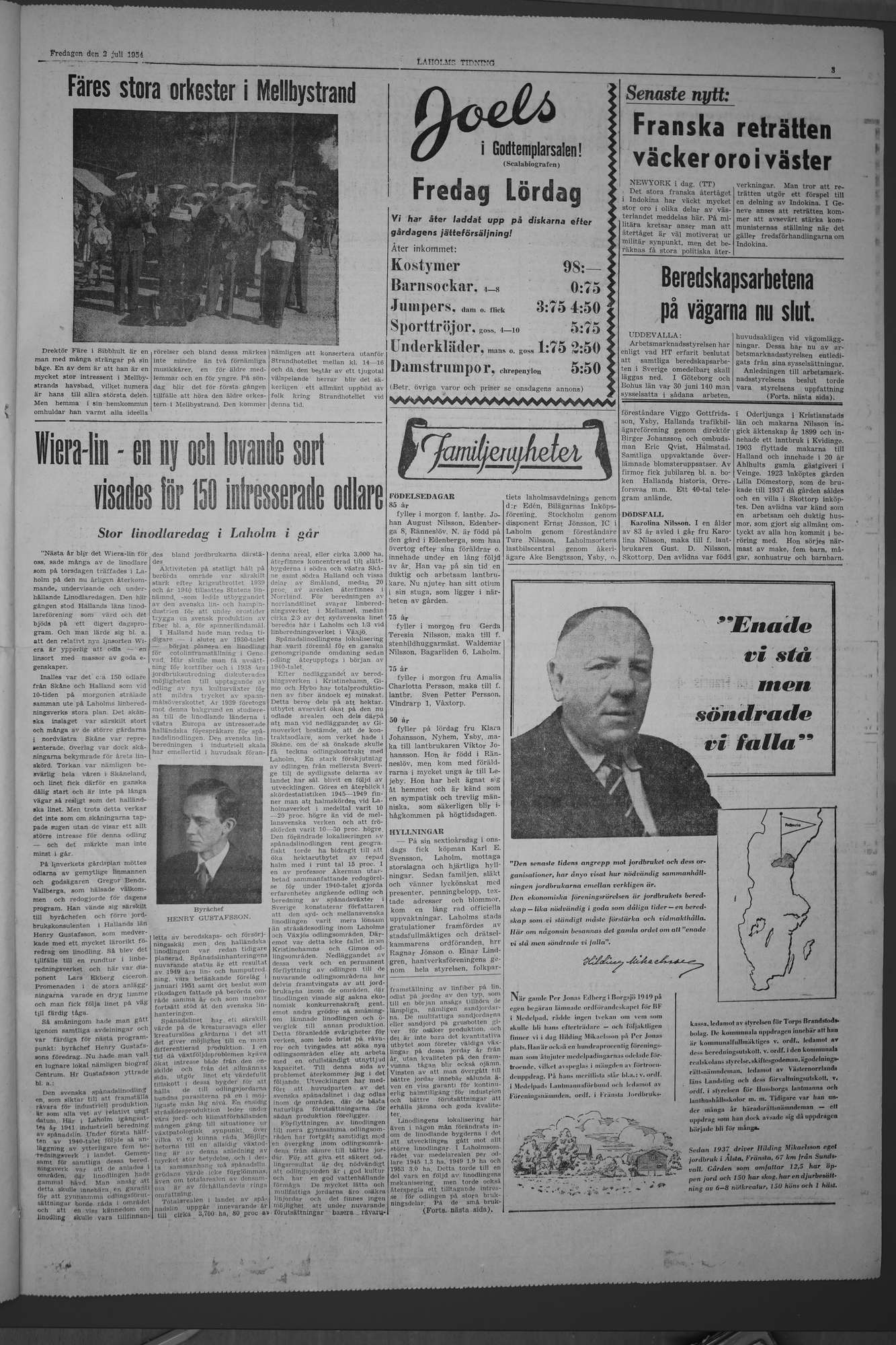 Laholms Tidning Fredag 2 juli 1954, sida 3