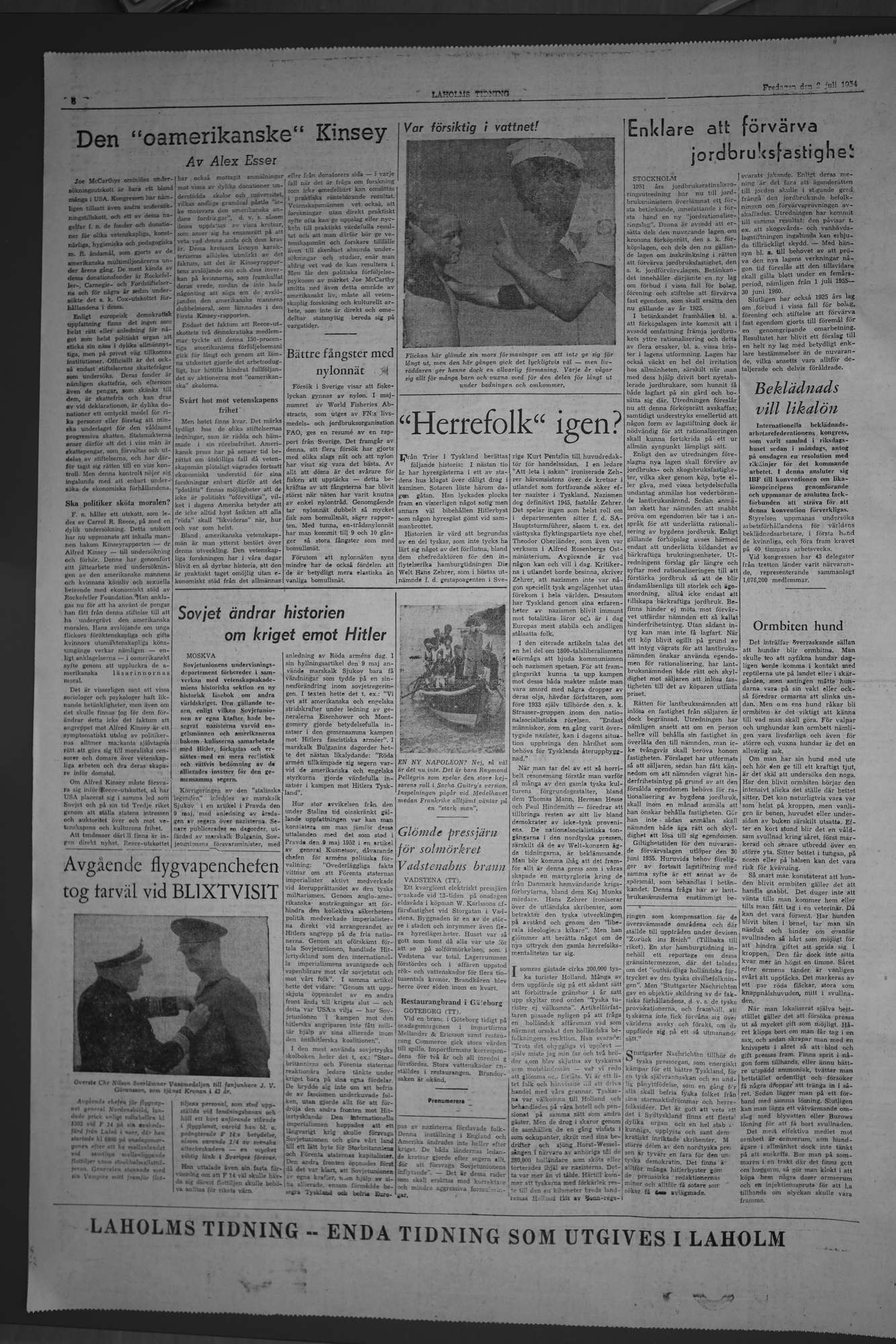 Laholms Tidning Fredag 2 juli 1954, sida 6