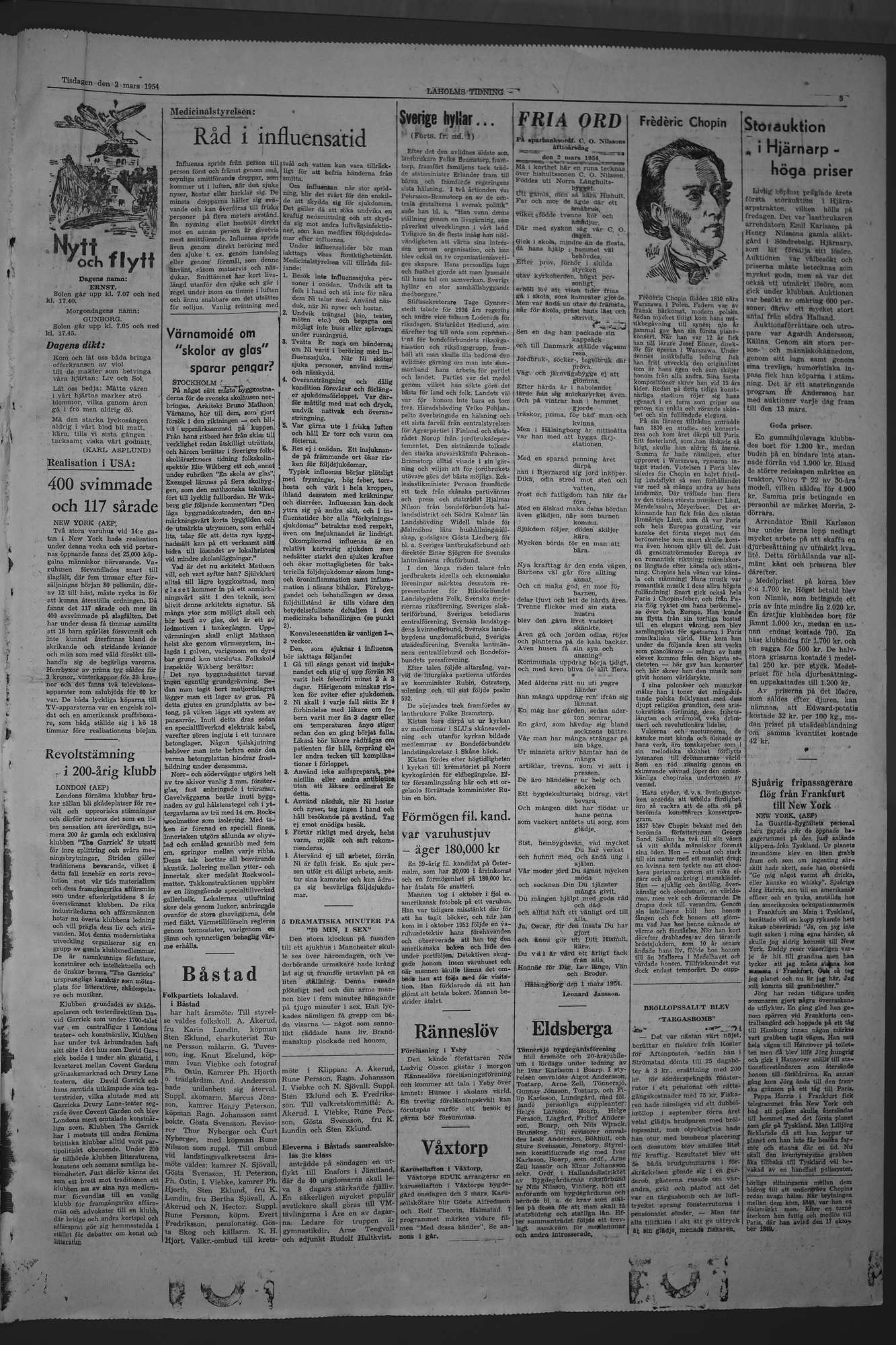 Laholms Tidning Tisdag 2 mars 1954, sida 5