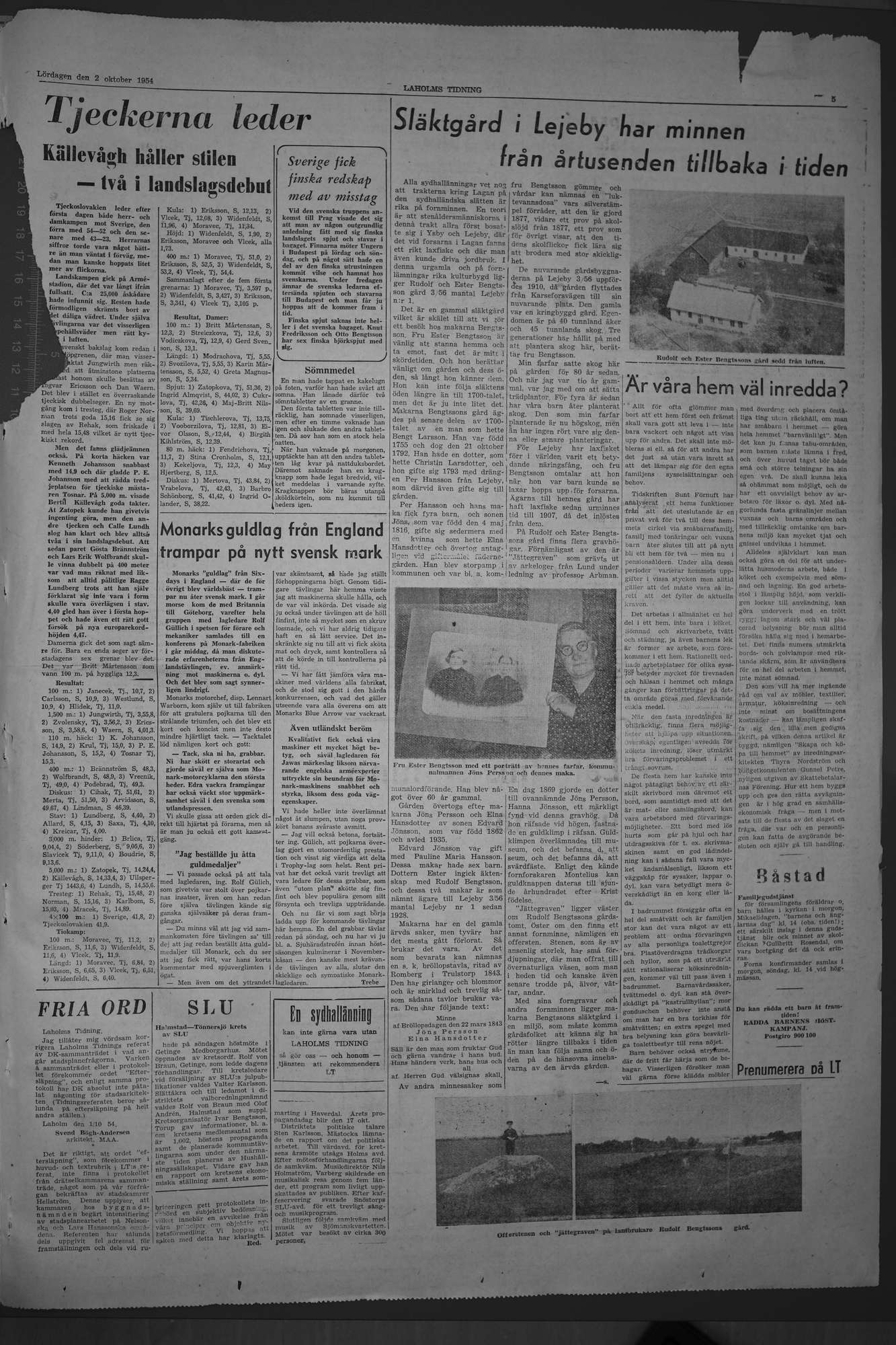 Laholms Tidning Lördag 2 oktober 1954, sida 5
