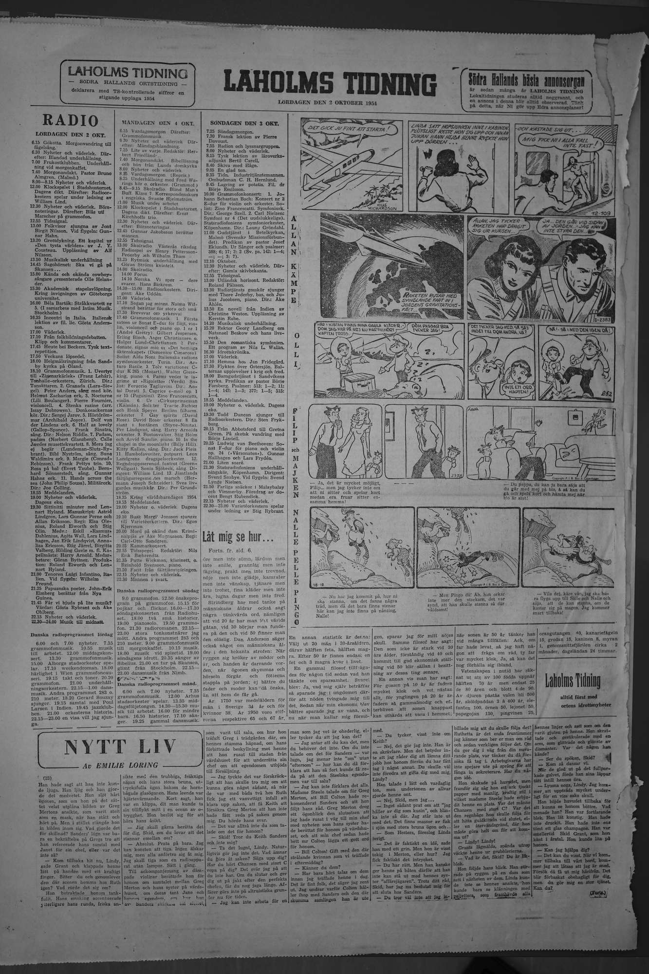 Laholms Tidning Lördag 2 oktober 1954, sida 8