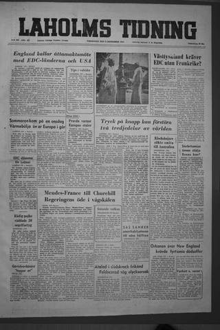 Förstasidan, Torsdag 2 september 1954