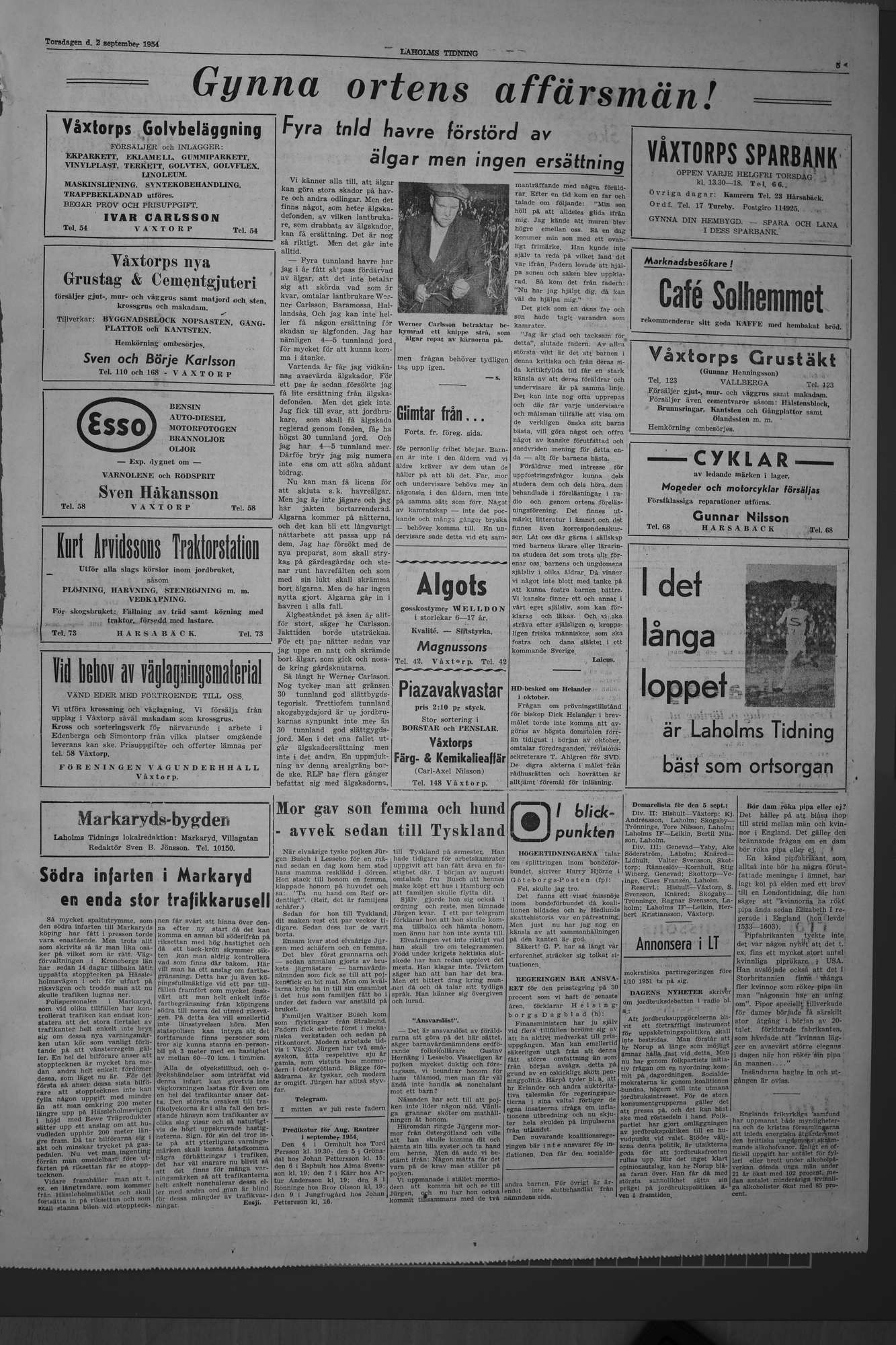 Laholms Tidning Torsdag 2 september 1954, sida 5
