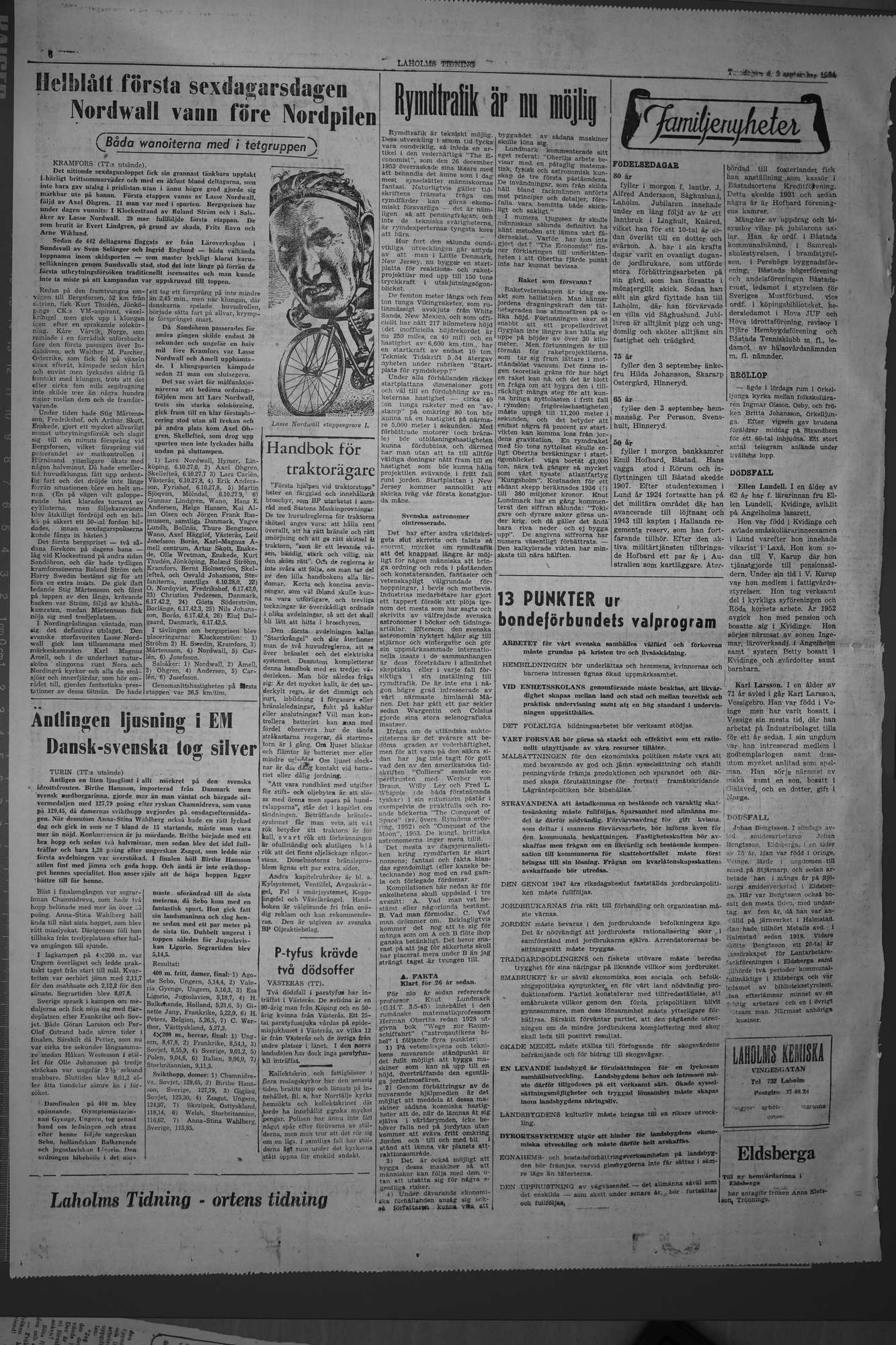 Laholms Tidning Torsdag 2 september 1954, sida 6