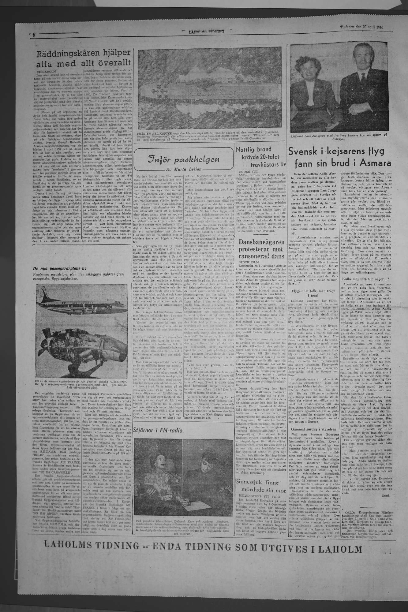 Laholms Tidning Tisdag 20 april 1954, sida 6