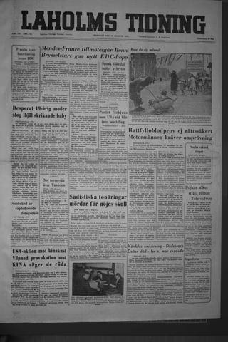 Förstasidan, Fredag 20 augusti 1954
