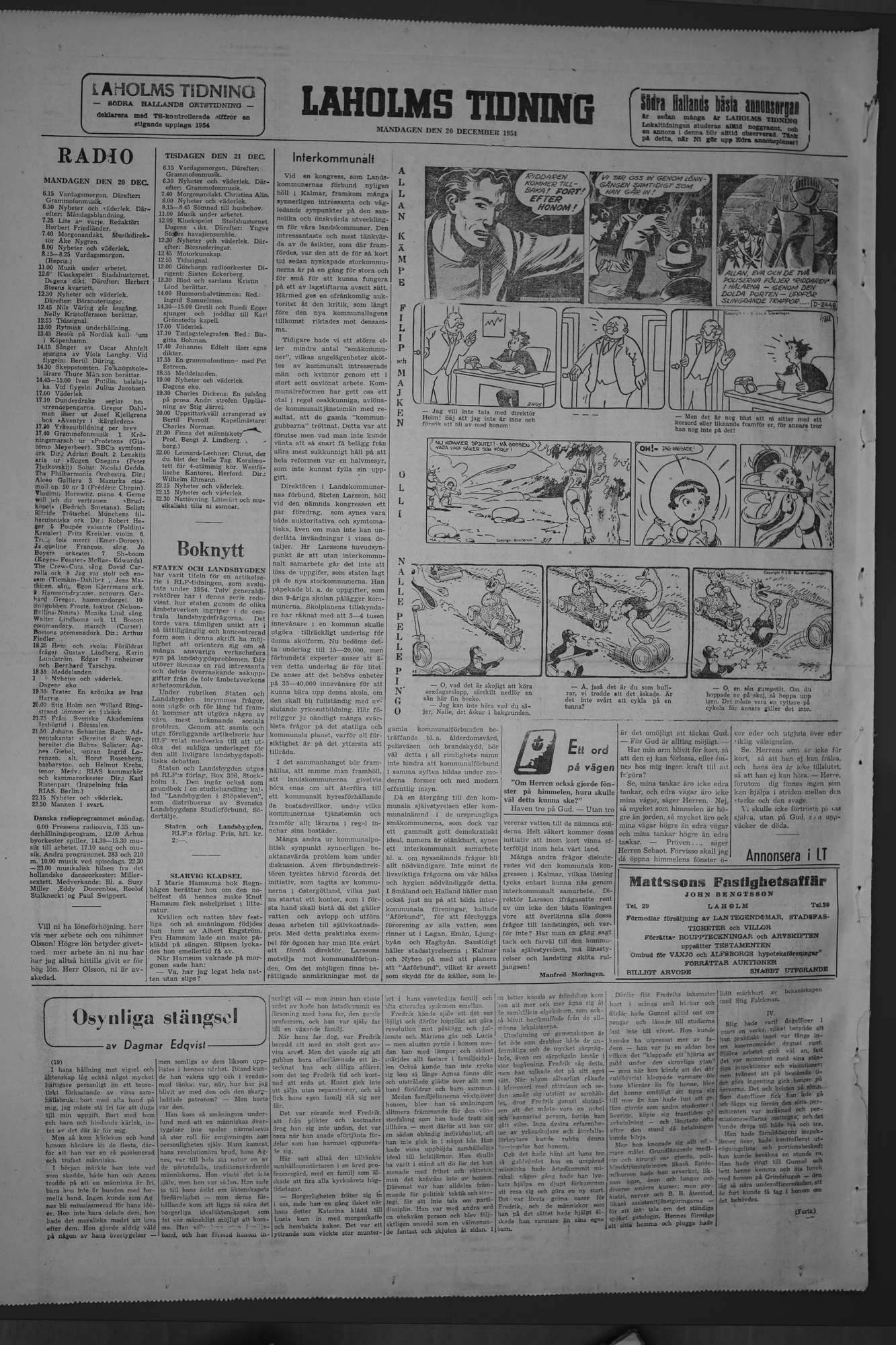 Laholms Tidning Måndag 20 december 1954, sida 8