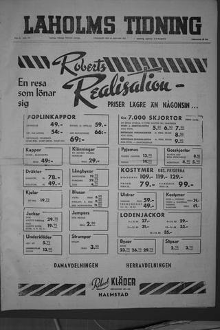 Förstasidan, Onsdag 20 januari 1954