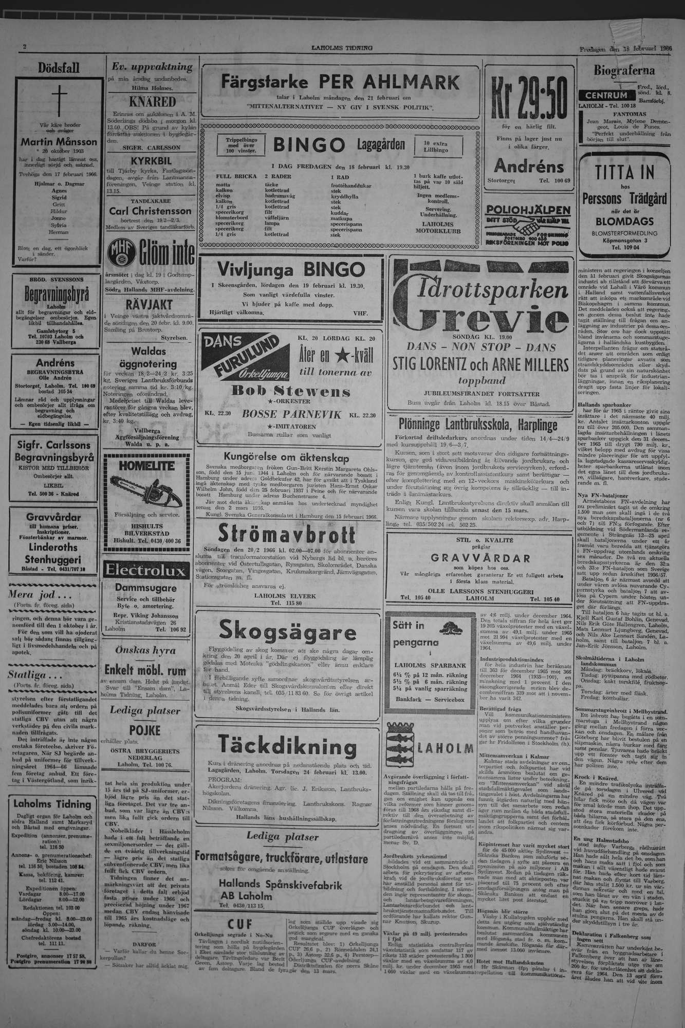 Laholms Tidning Fredag 18 februari 1966, sida 2