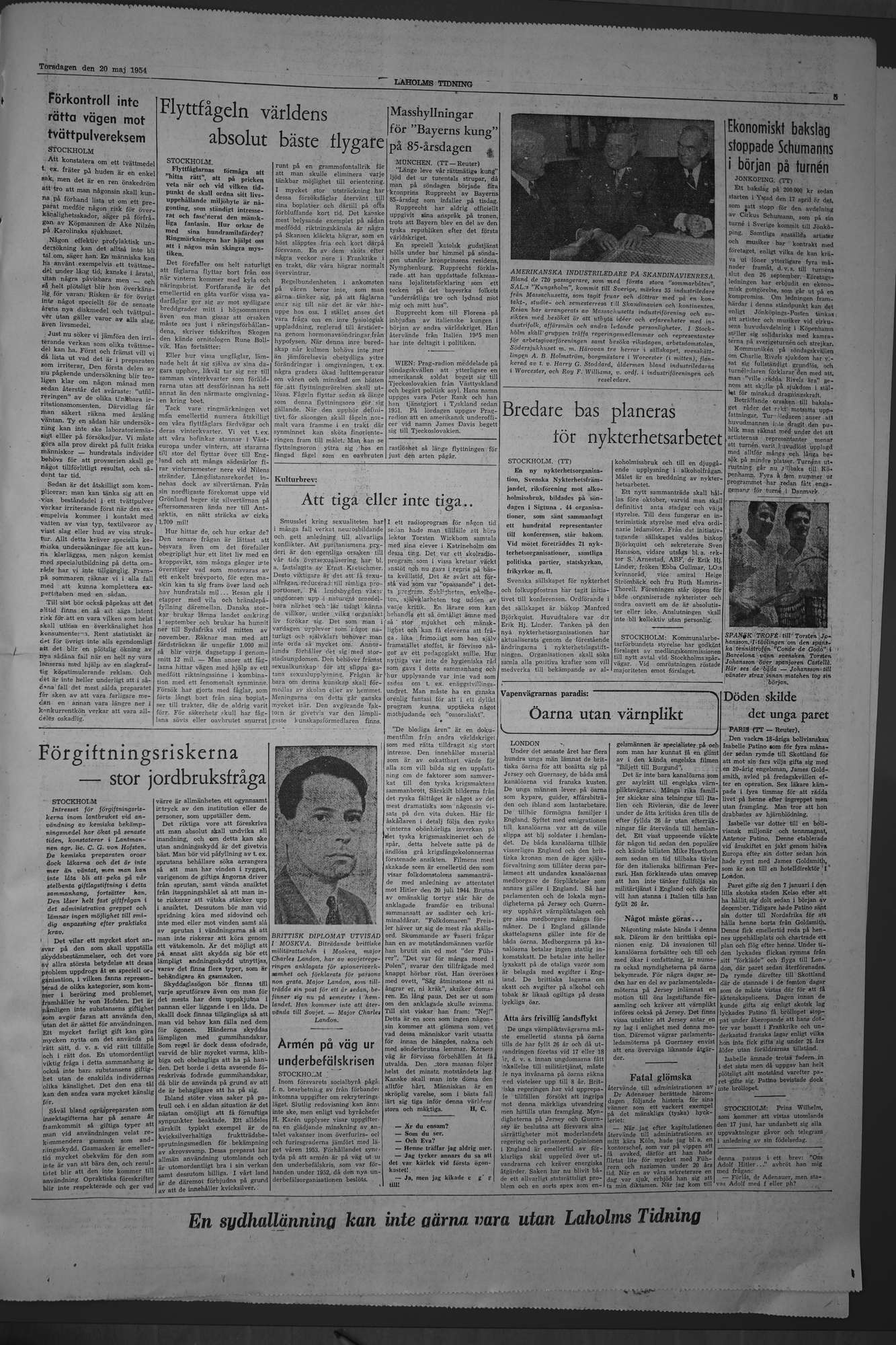 Laholms Tidning Torsdag 20 maj 1954, sida 5