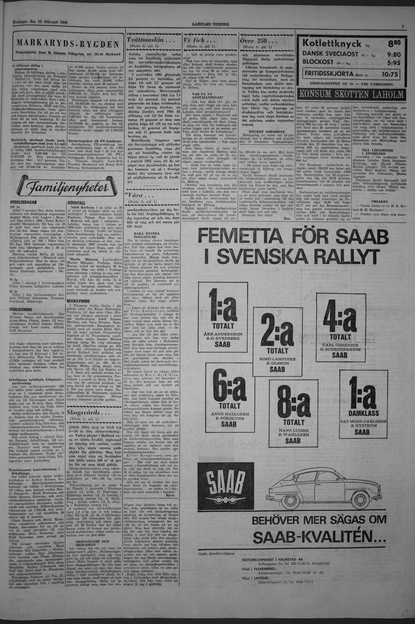 Laholms Tidning Fredag 18 februari 1966, sida 3