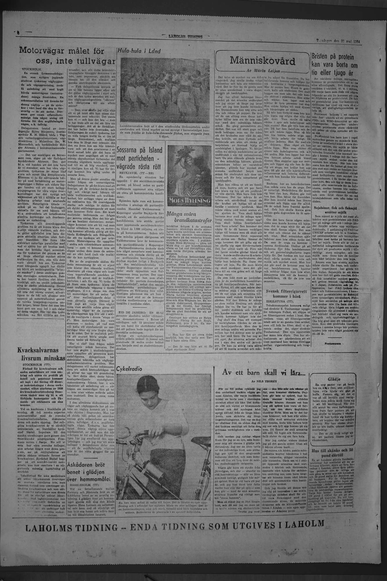 Laholms Tidning Torsdag 20 maj 1954, sida 6