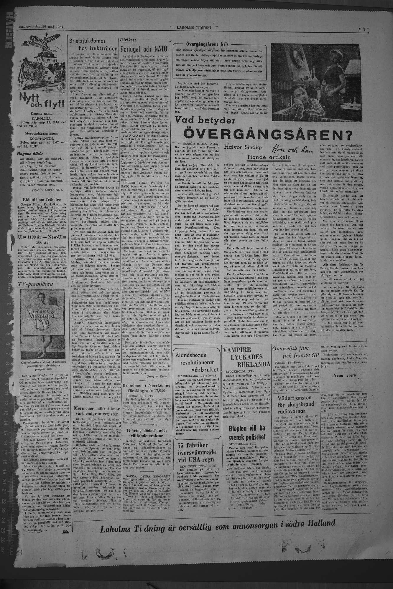 Laholms Tidning Torsdag 20 maj 1954, sida 7