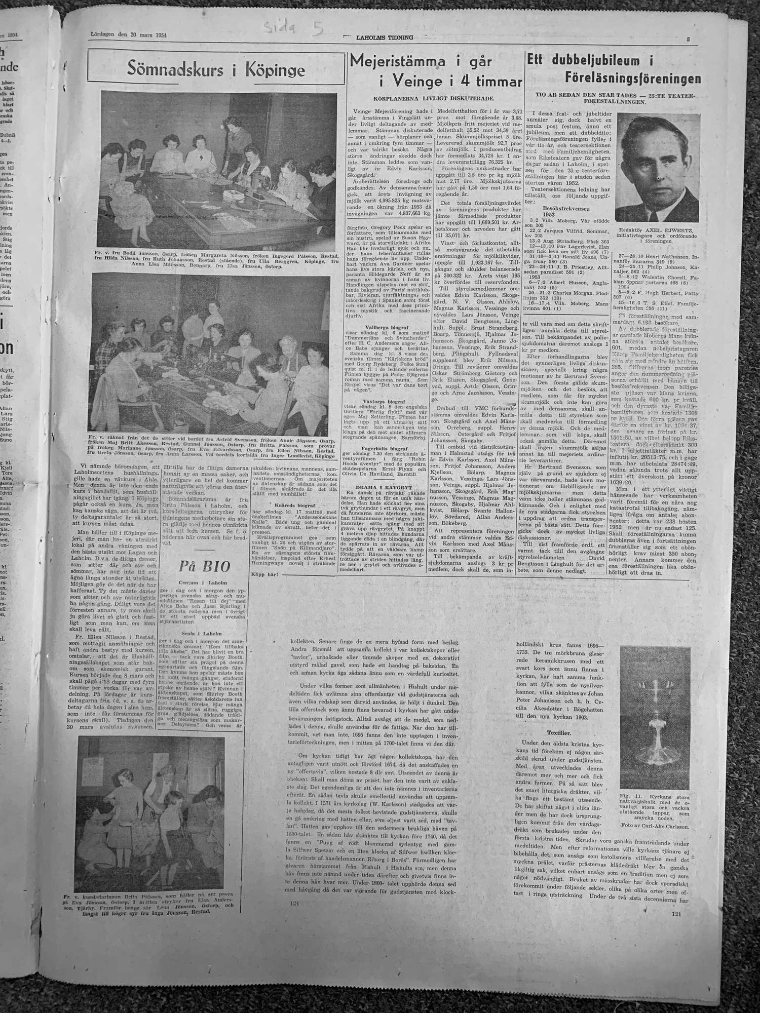 Laholms Tidning Lördag 20 mars 1954, sida 5