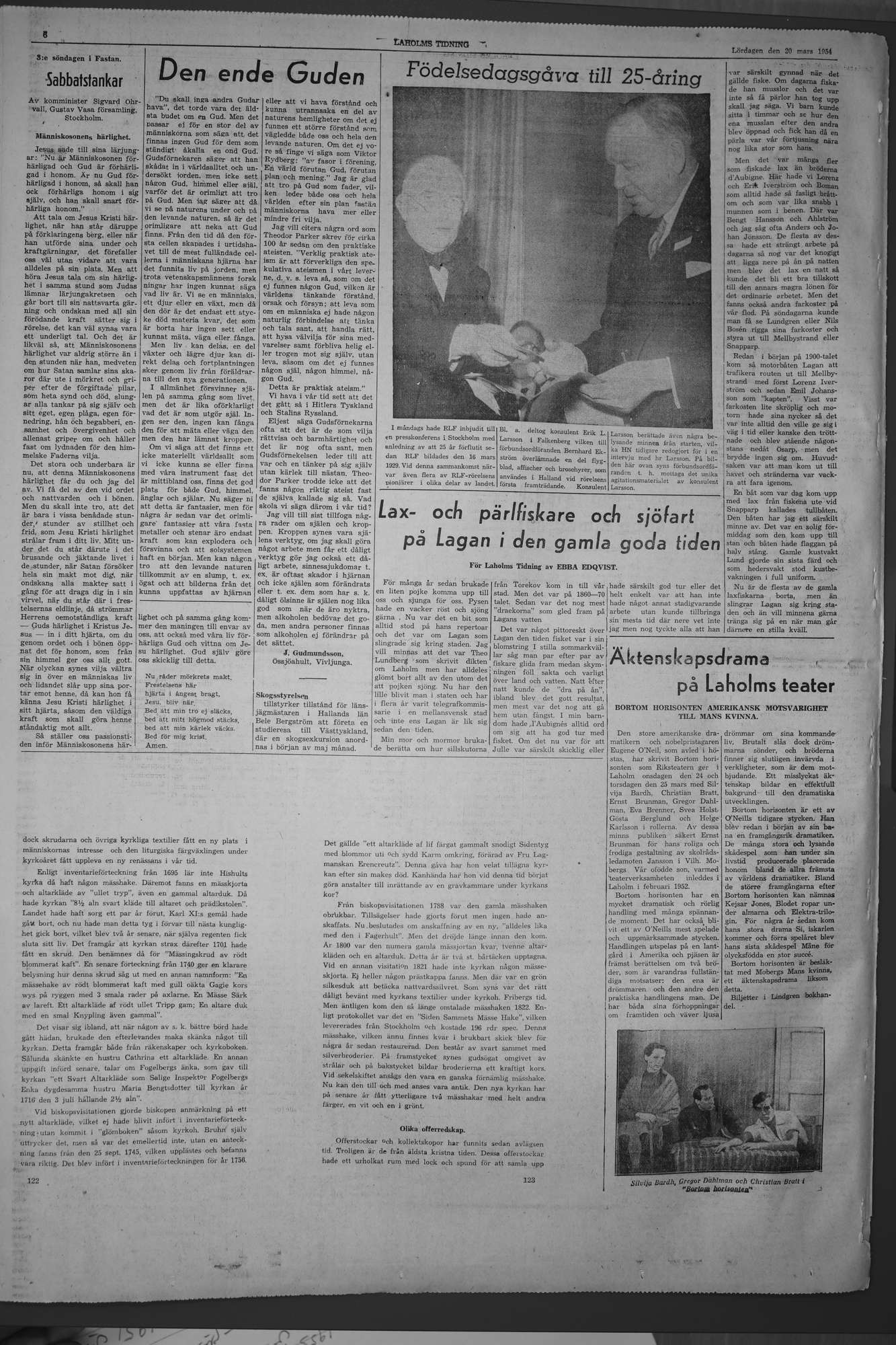 Laholms Tidning Lördag 20 mars 1954, sida 6