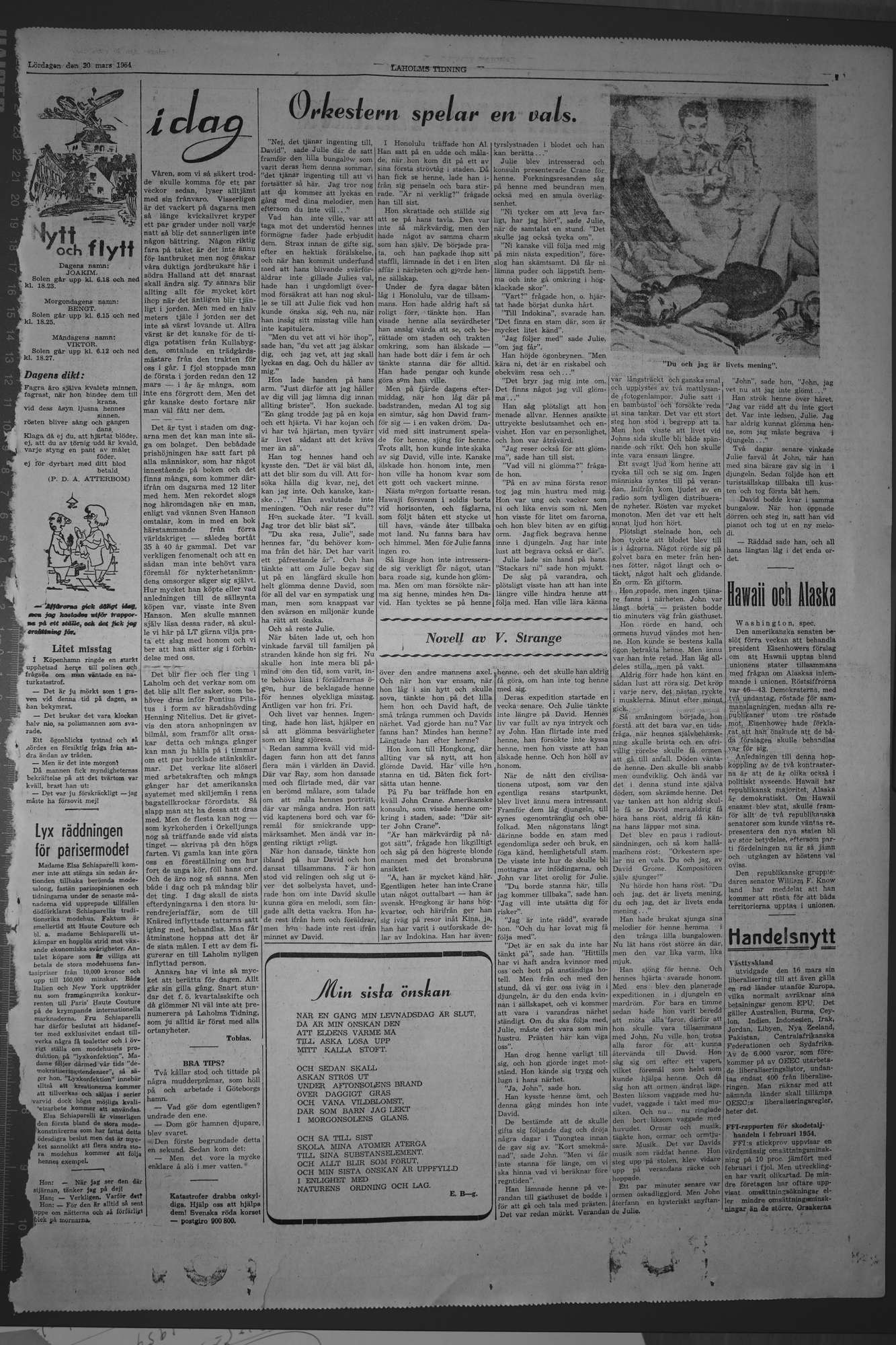 Laholms Tidning Lördag 20 mars 1954, sida 7