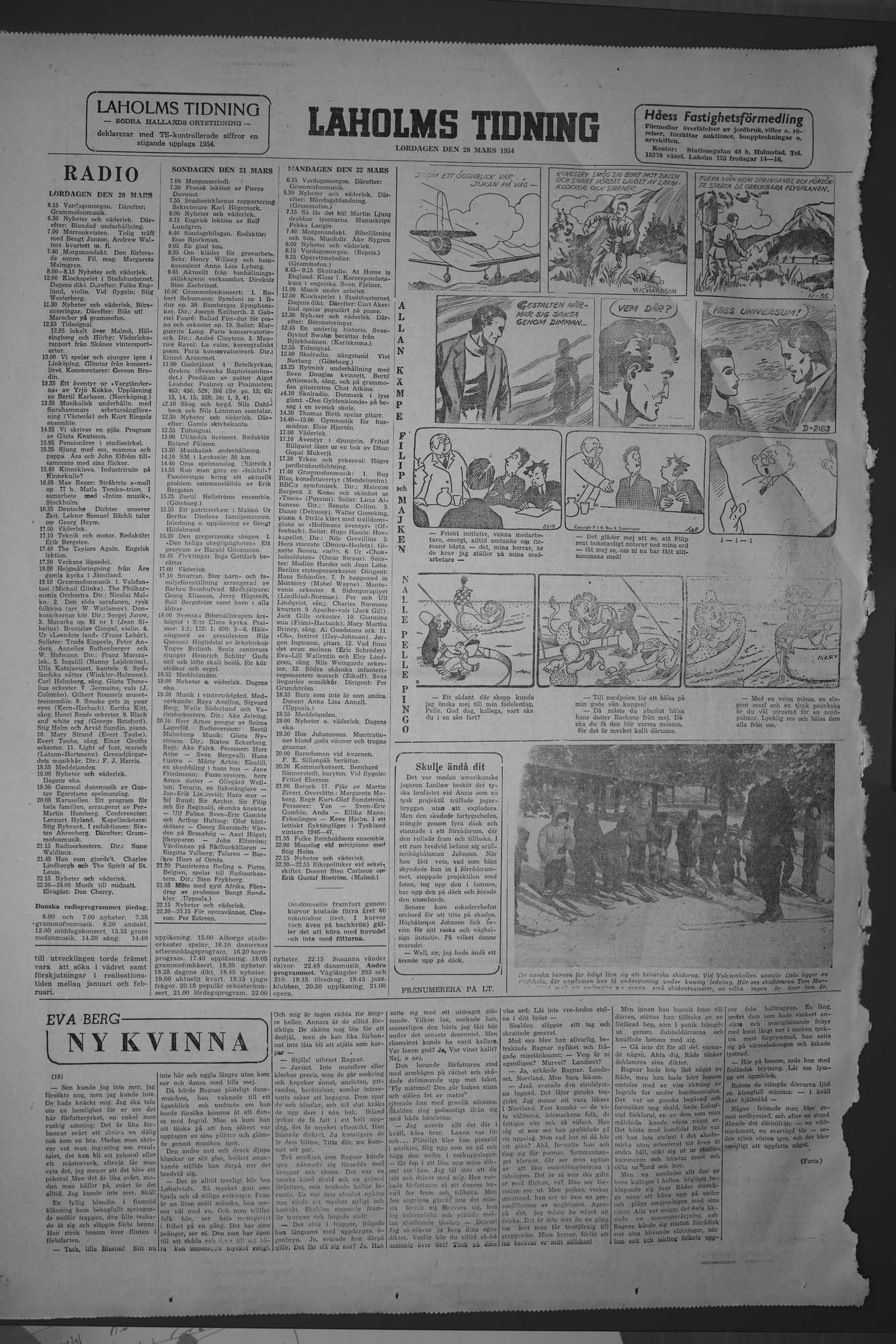 Laholms Tidning Lördag 20 mars 1954, sida 8