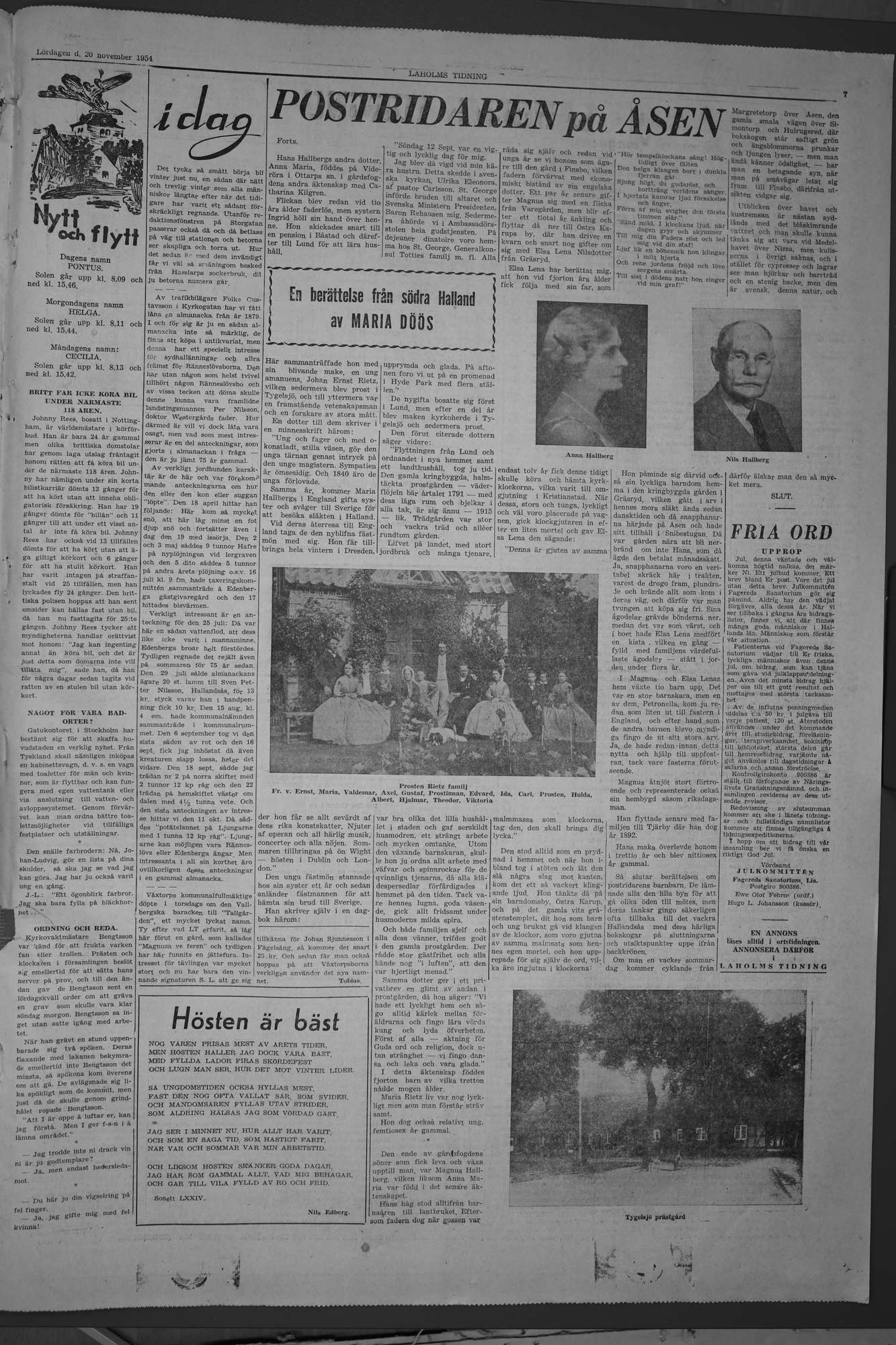 Laholms Tidning Lördag 20 november 1954, sida 7