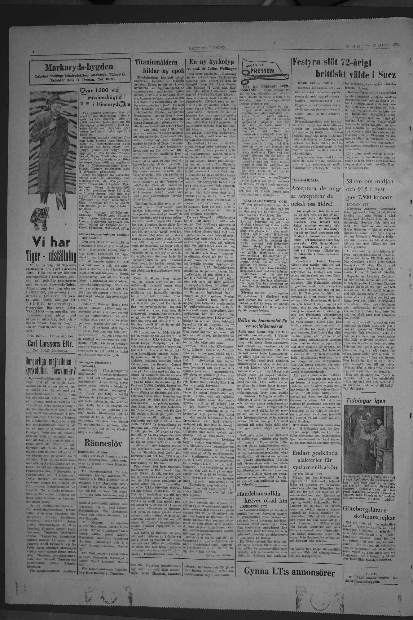Laholms Tidning Onsdag 20 oktober 1954, sida 4