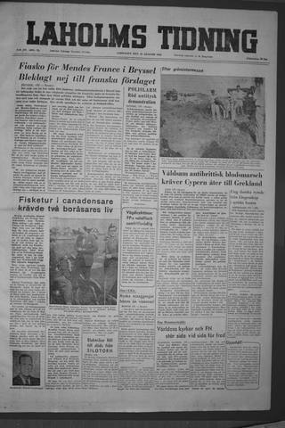 Förstasidan, Lördag 21 augusti 1954
