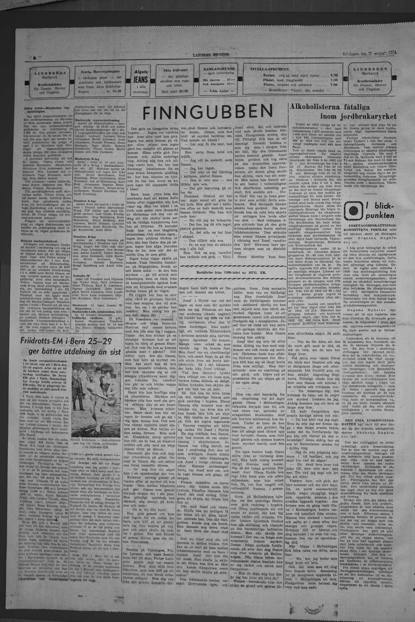 Laholms Tidning Lördag 21 augusti 1954, sida 6