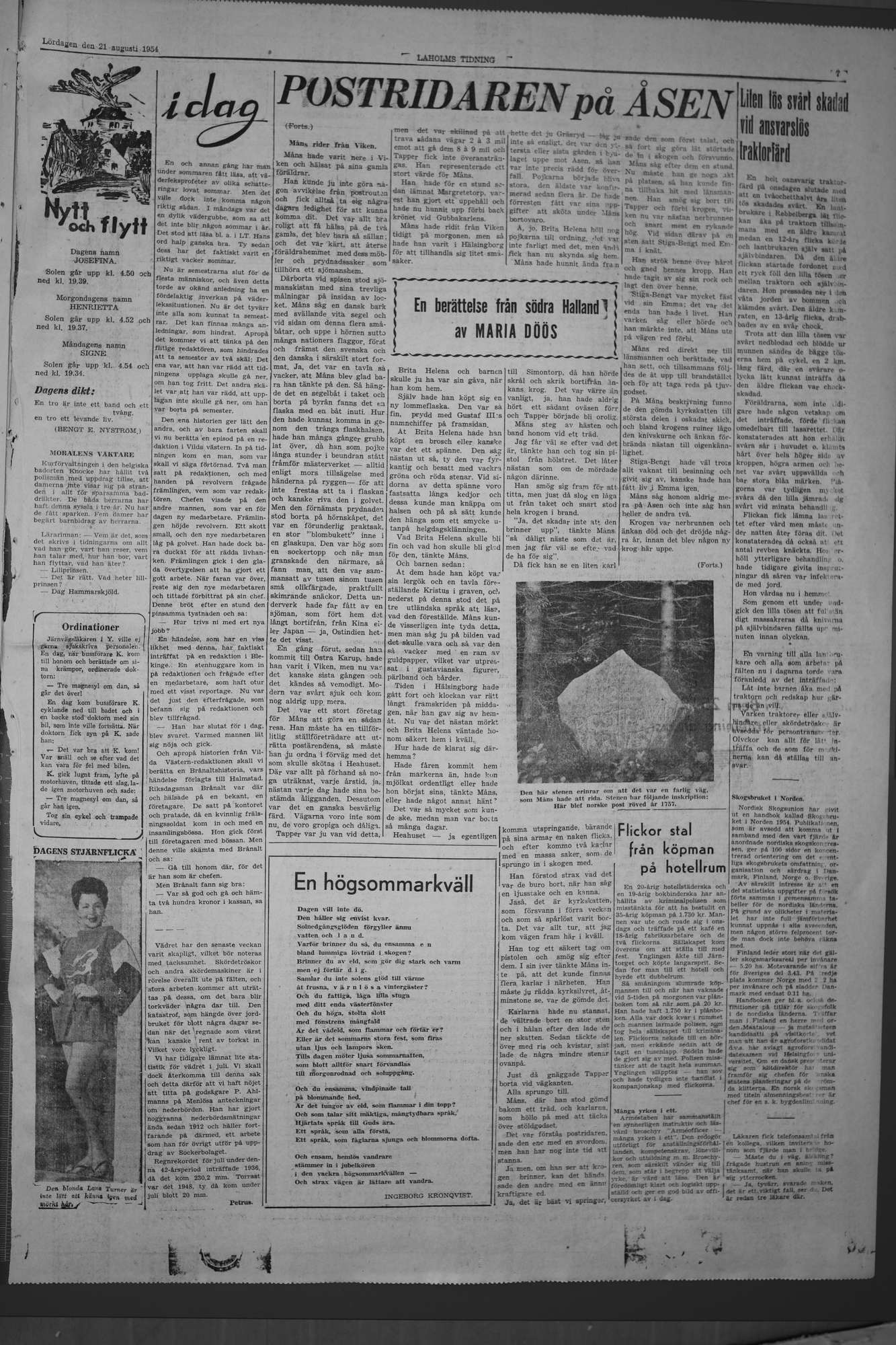 Laholms Tidning Lördag 21 augusti 1954, sida 7