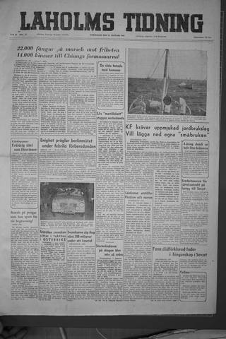 Förstasidan, Torsdag 21 januari 1954