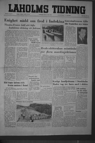 Förstasidan, Onsdag 21 juli 1954