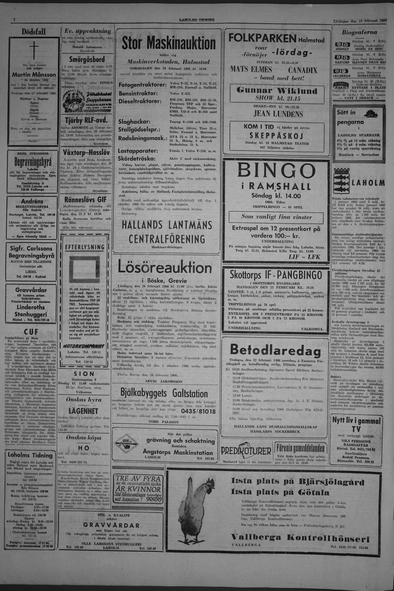 Laholms Tidning Lördag 19 februari 1966, sida 2