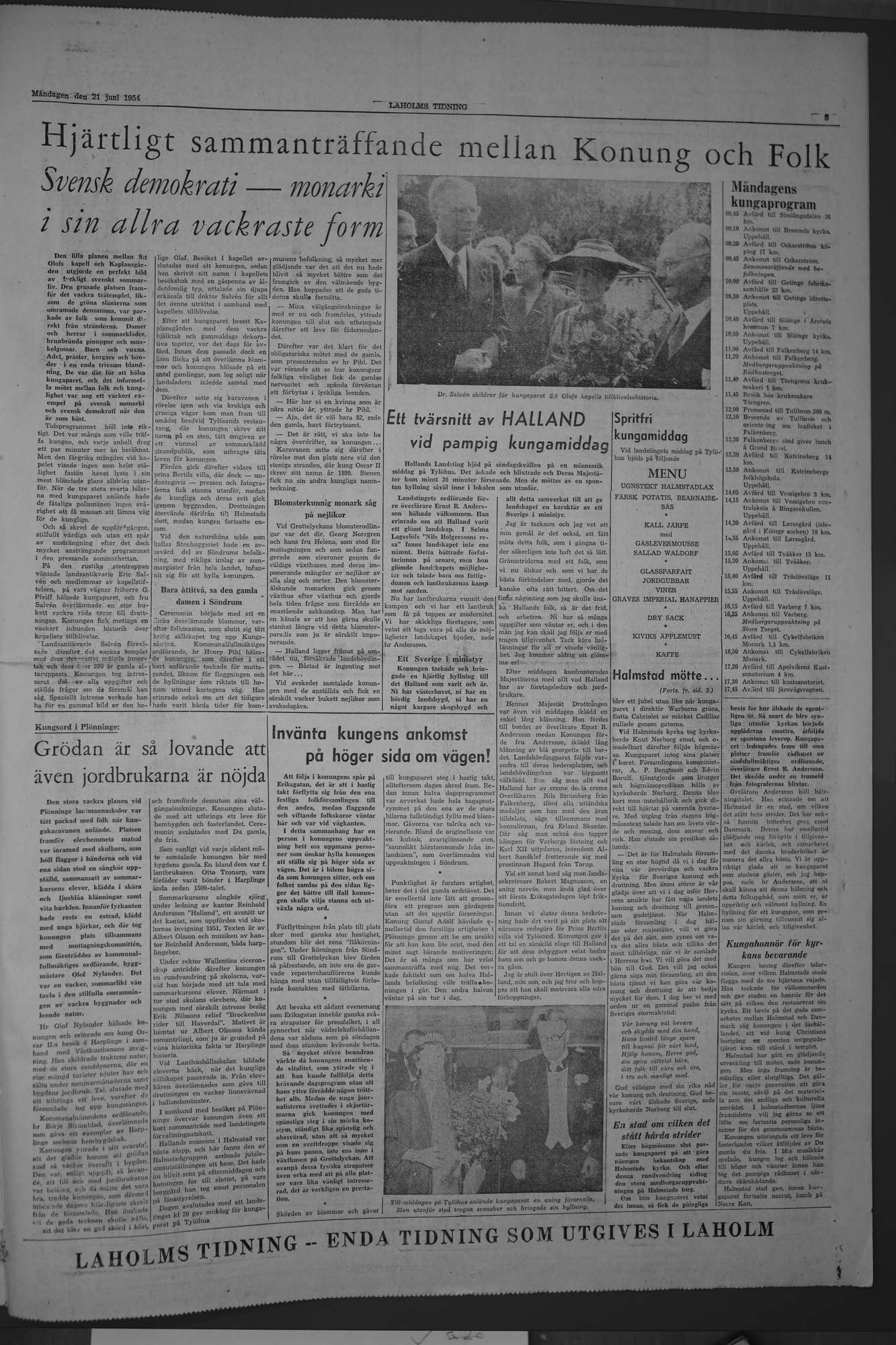 Laholms Tidning Måndag 21 juni 1954, sida 5