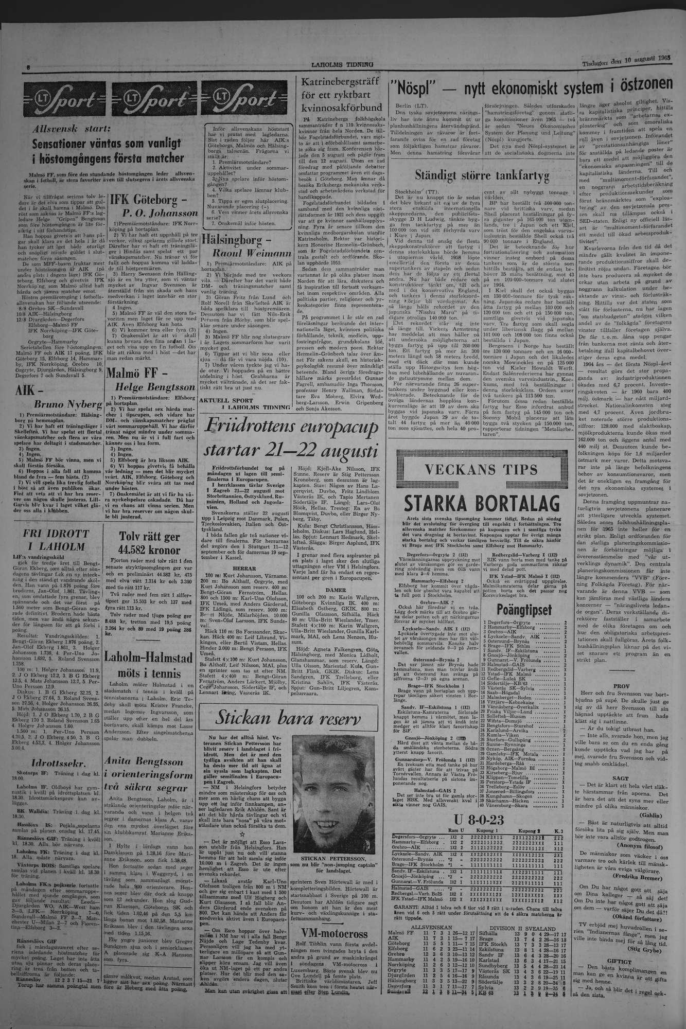 Laholms Tidning Tisdag 10 augusti 1965, sida 6
