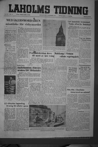 Förstasidan, Tisdag 21 september 1954