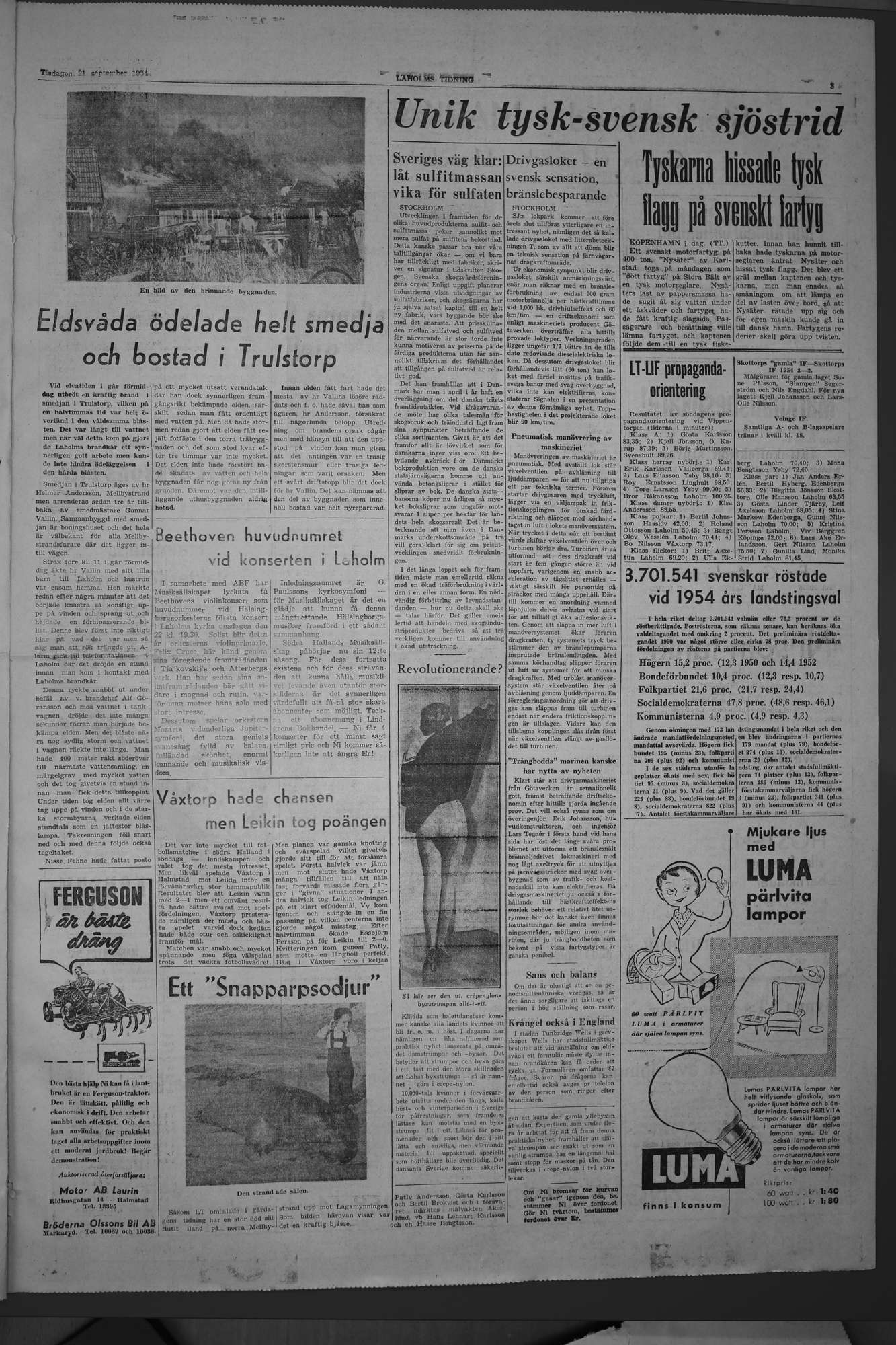 Laholms Tidning Tisdag 21 september 1954, sida 3