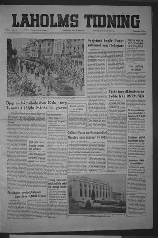 Förstasidan, Torsdag 22 april 1954
