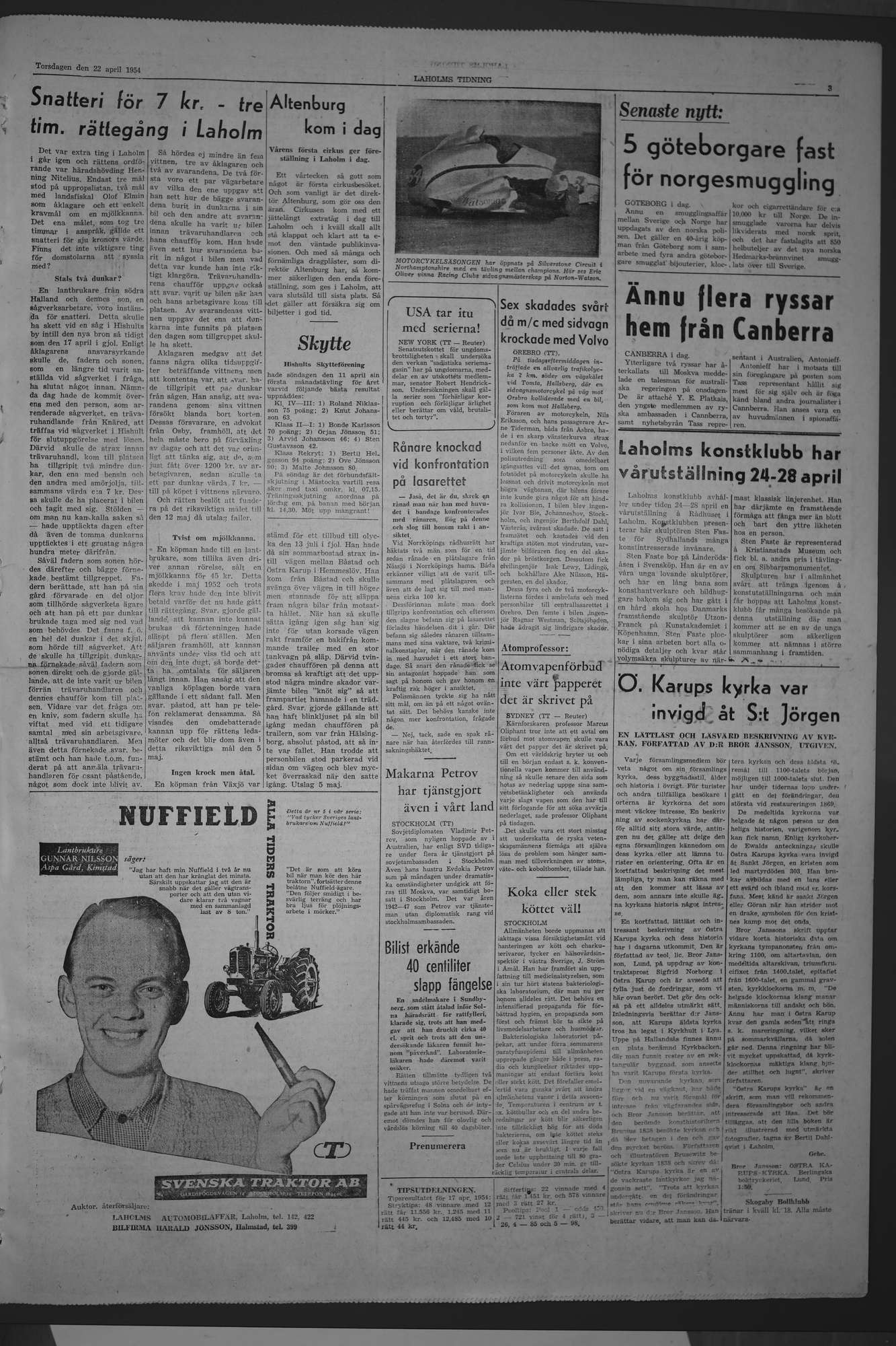 Laholms Tidning Torsdag 22 april 1954, sida 3