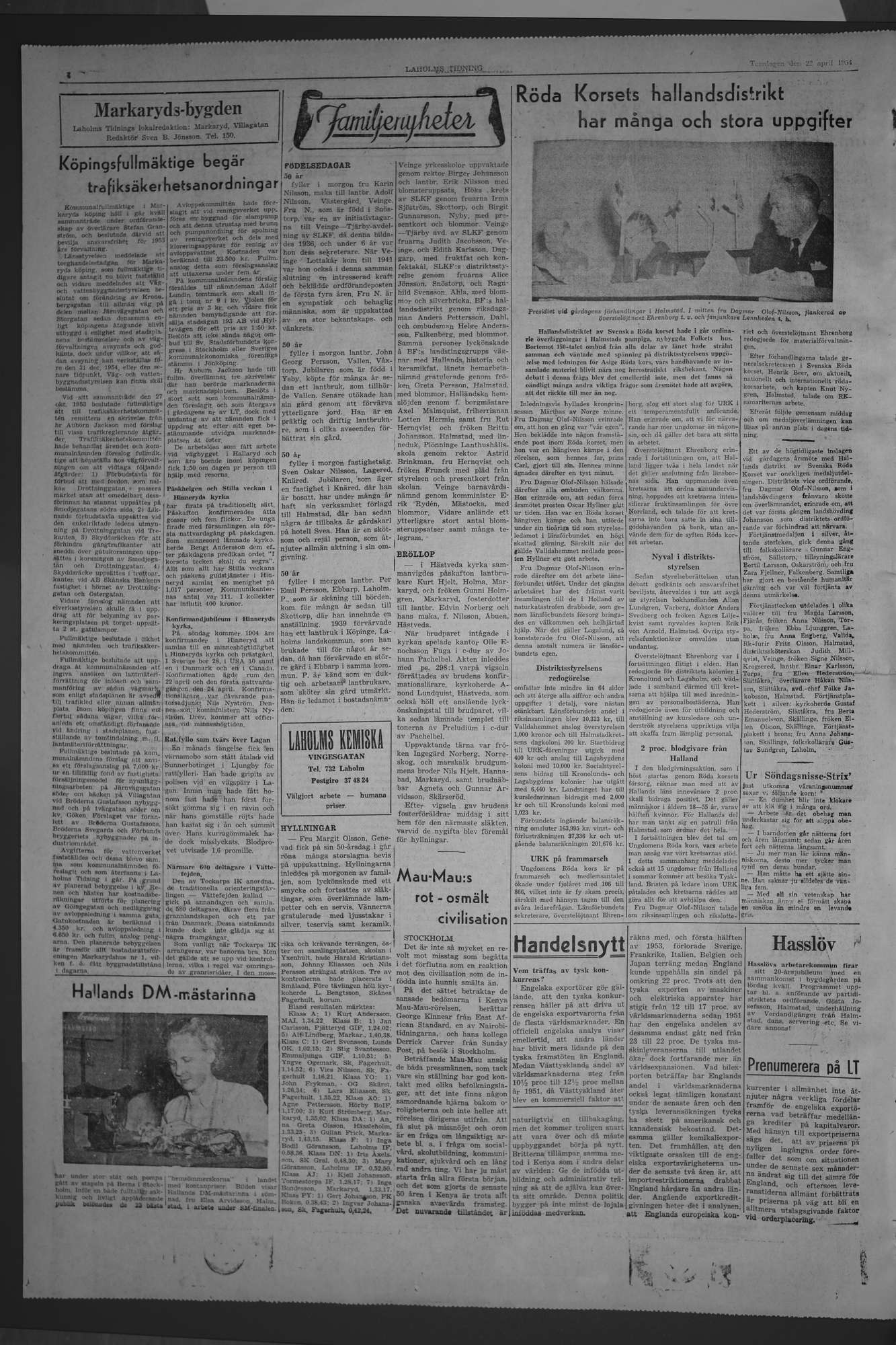 Laholms Tidning Torsdag 22 april 1954, sida 4
