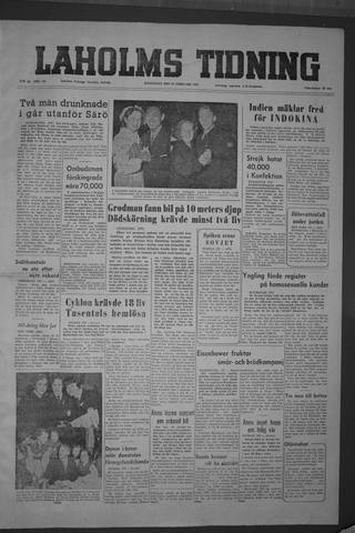 Förstasidan, Måndag 22 februari 1954