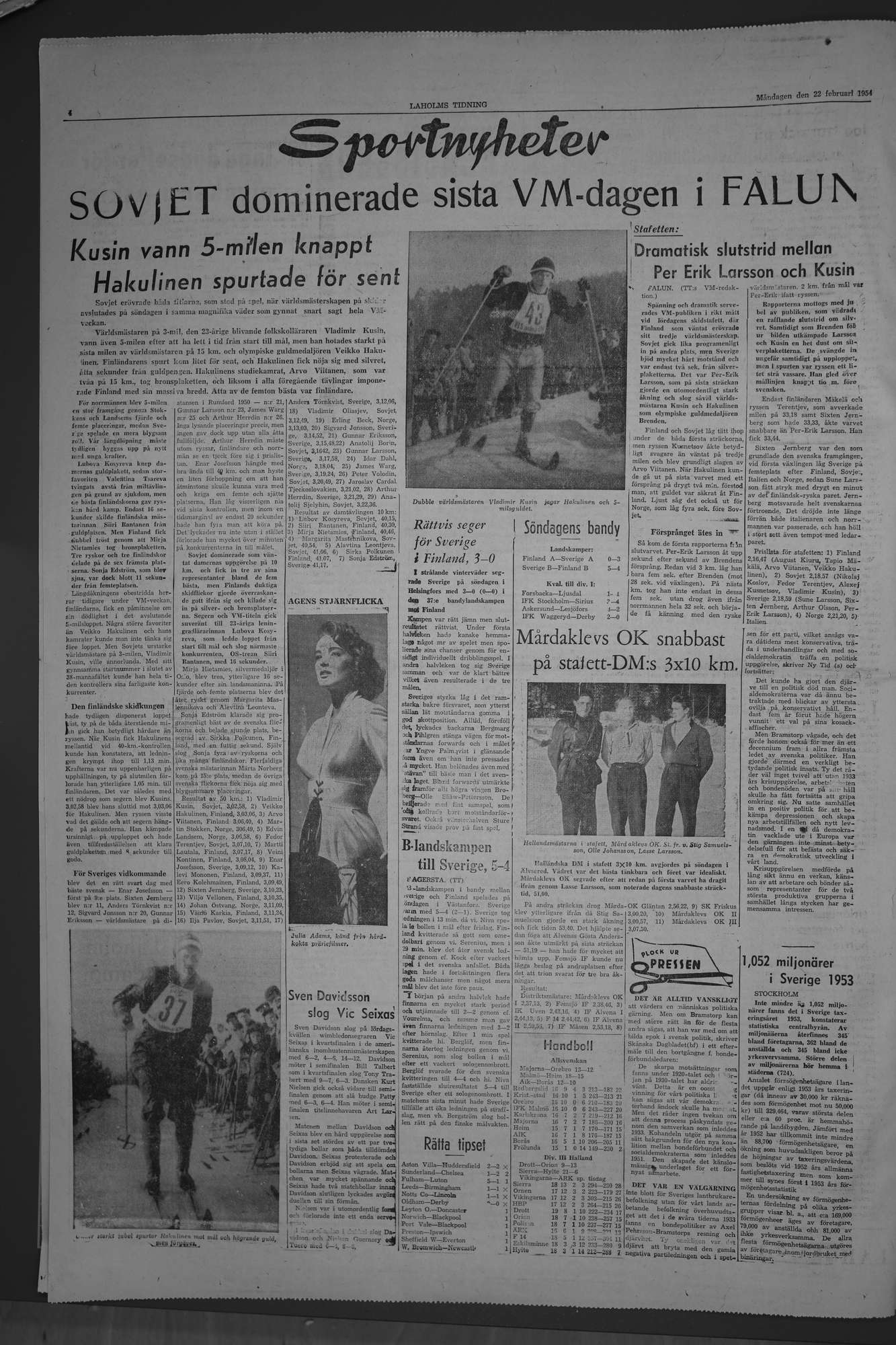 Laholms Tidning Måndag 22 februari 1954, sida 4