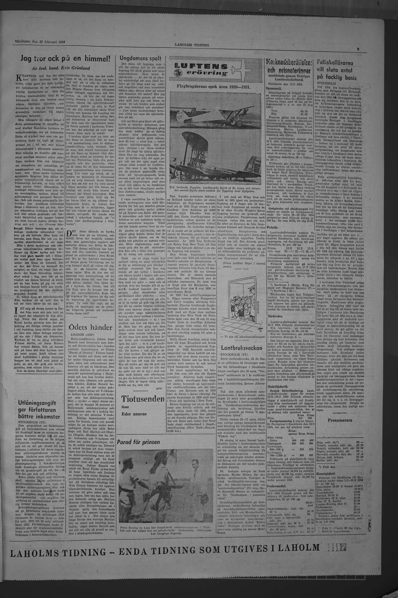 Laholms Tidning Måndag 22 februari 1954, sida 5