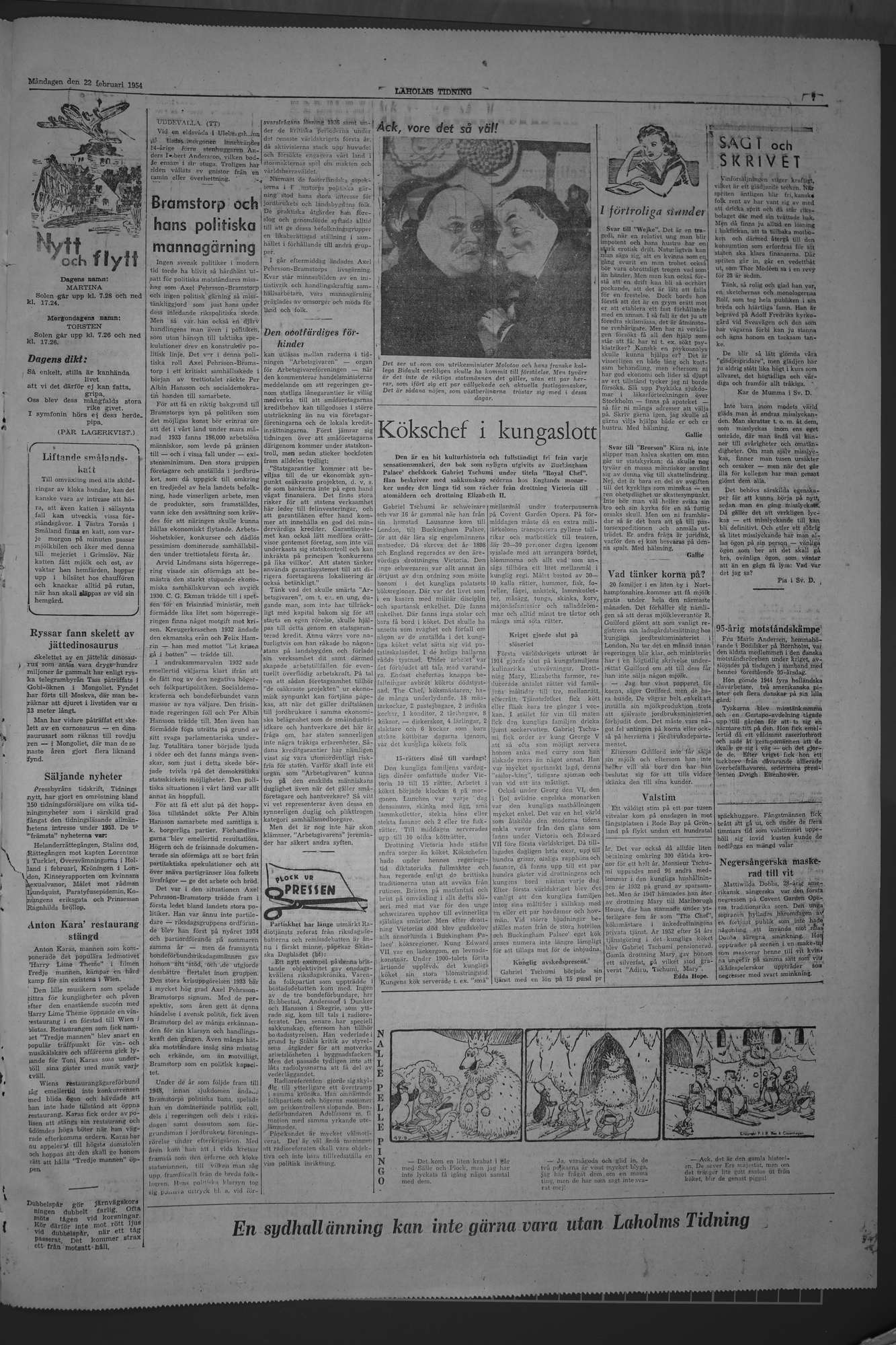 Laholms Tidning Måndag 22 februari 1954, sida 7