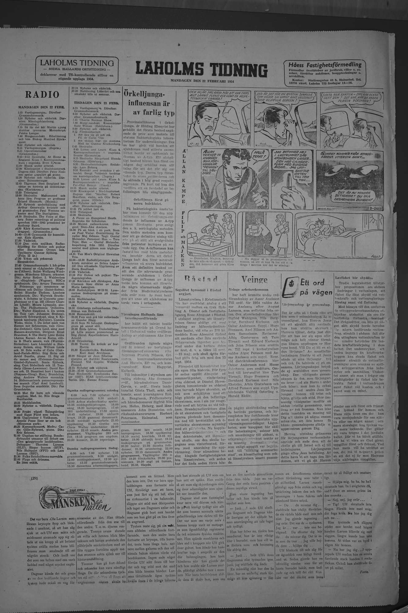 Laholms Tidning Måndag 22 februari 1954, sida 8