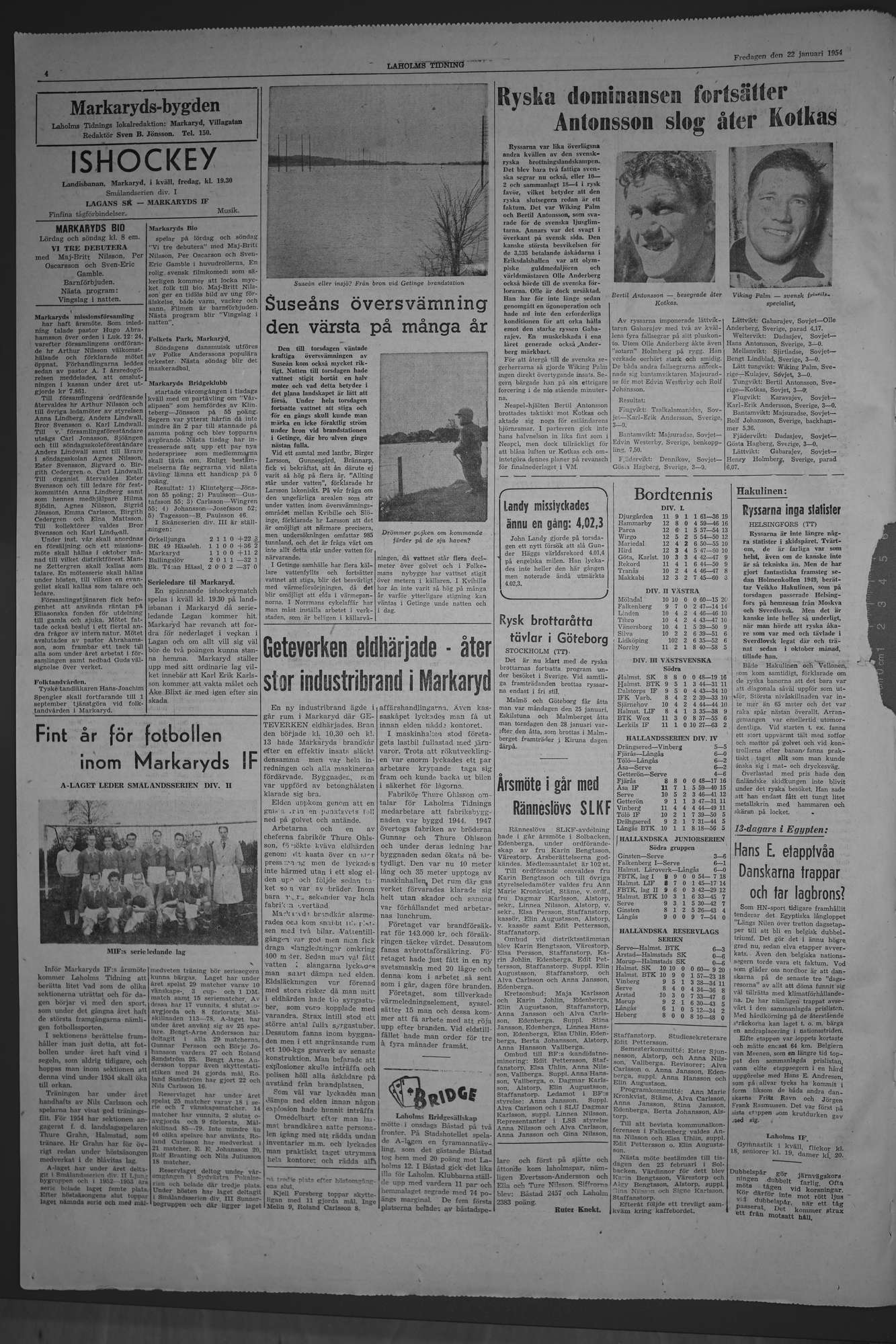 Laholms Tidning Fredag 22 januari 1954, sida 4