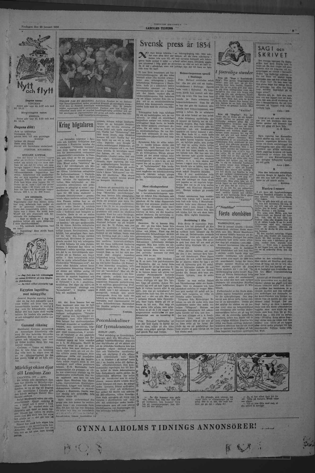 Laholms Tidning Fredag 22 januari 1954, sida 6