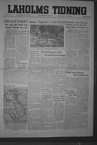 Förstasidan, Torsdag 22 juli 1954