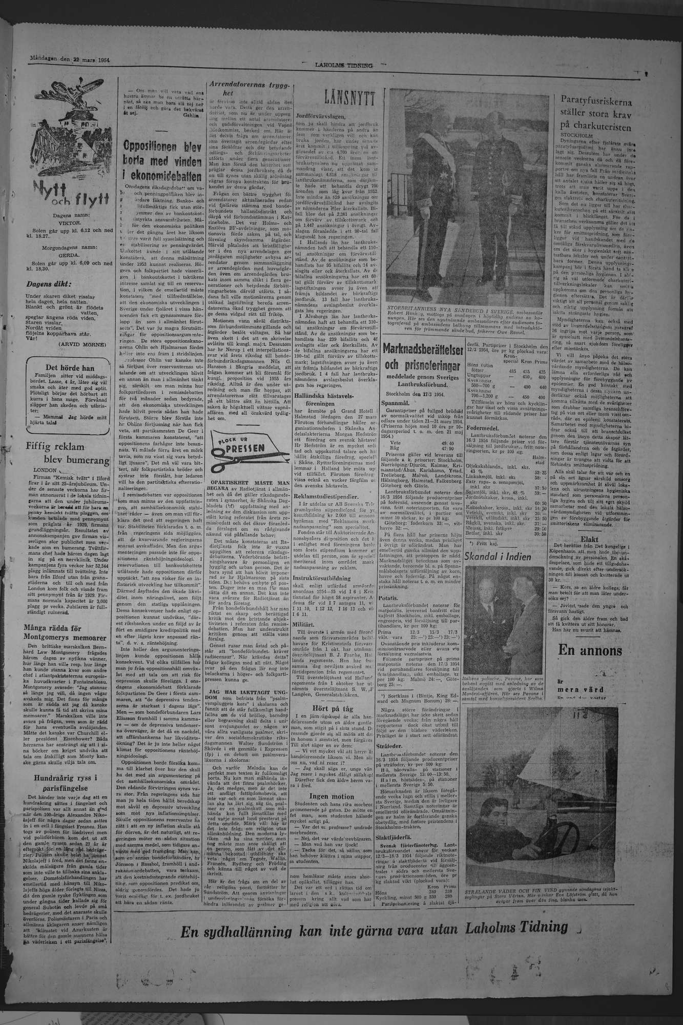 Laholms Tidning Måndag 22 mars 1954, sida 7