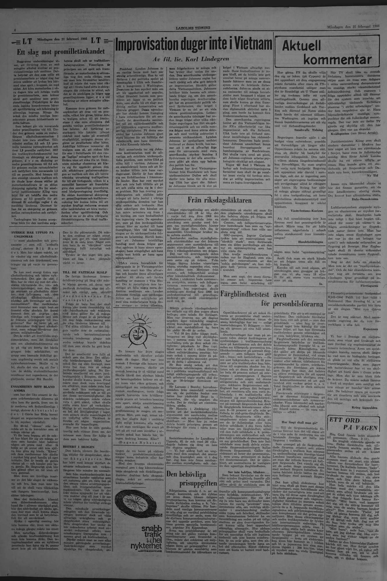 Laholms Tidning Måndag 21 februari 1966, sida 4