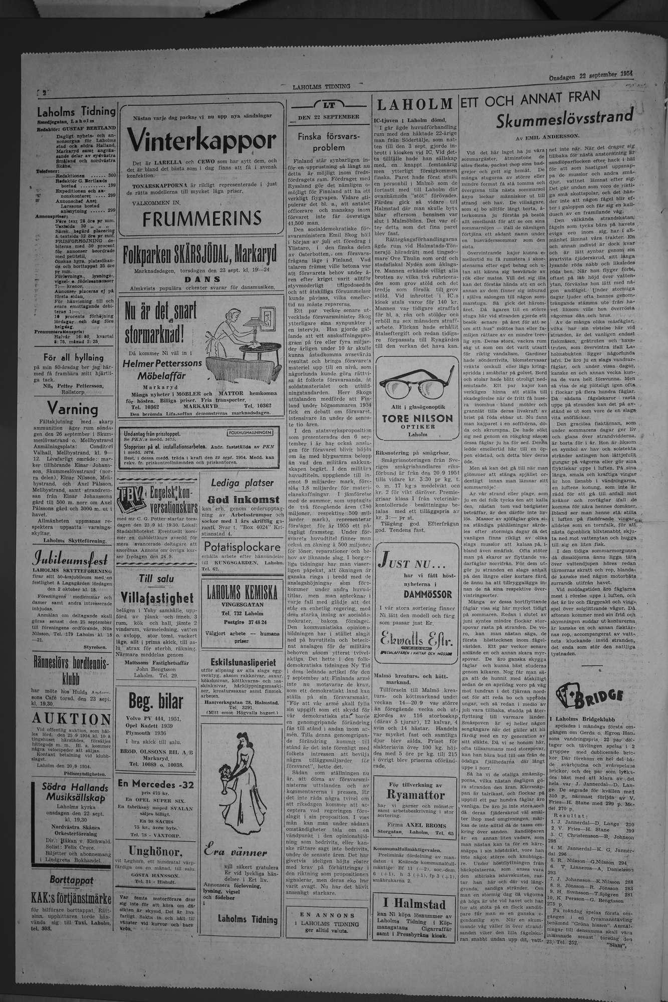 Laholms Tidning Onsdag 22 september 1954, sida 2